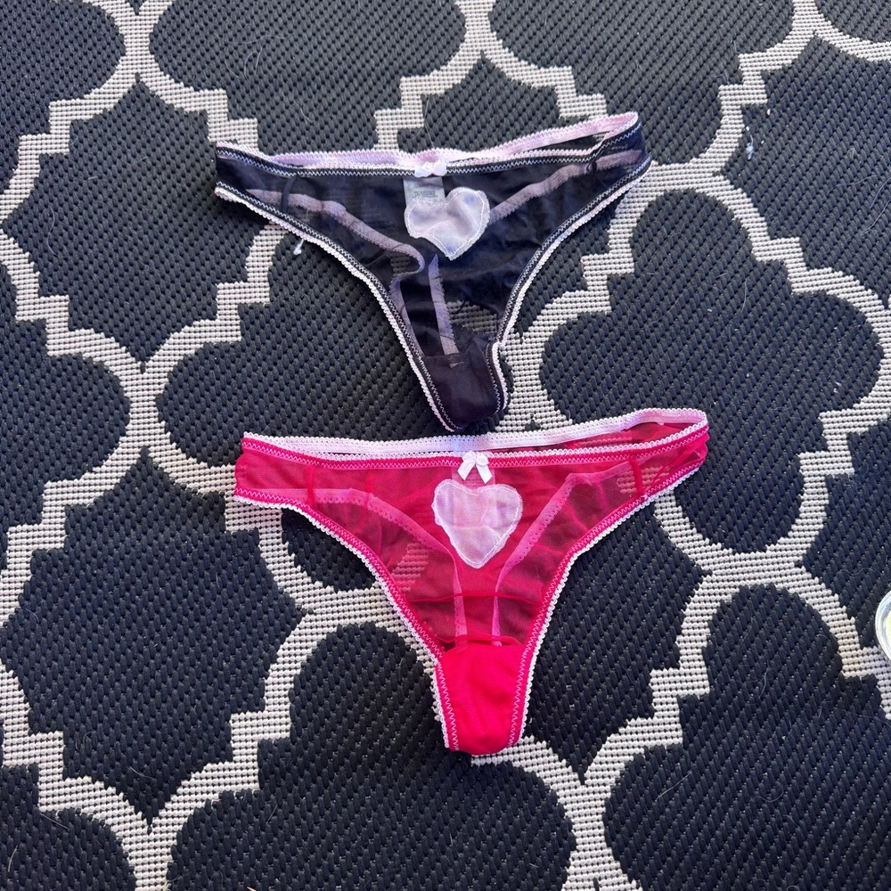 Red and Black Mesh Heart Panties